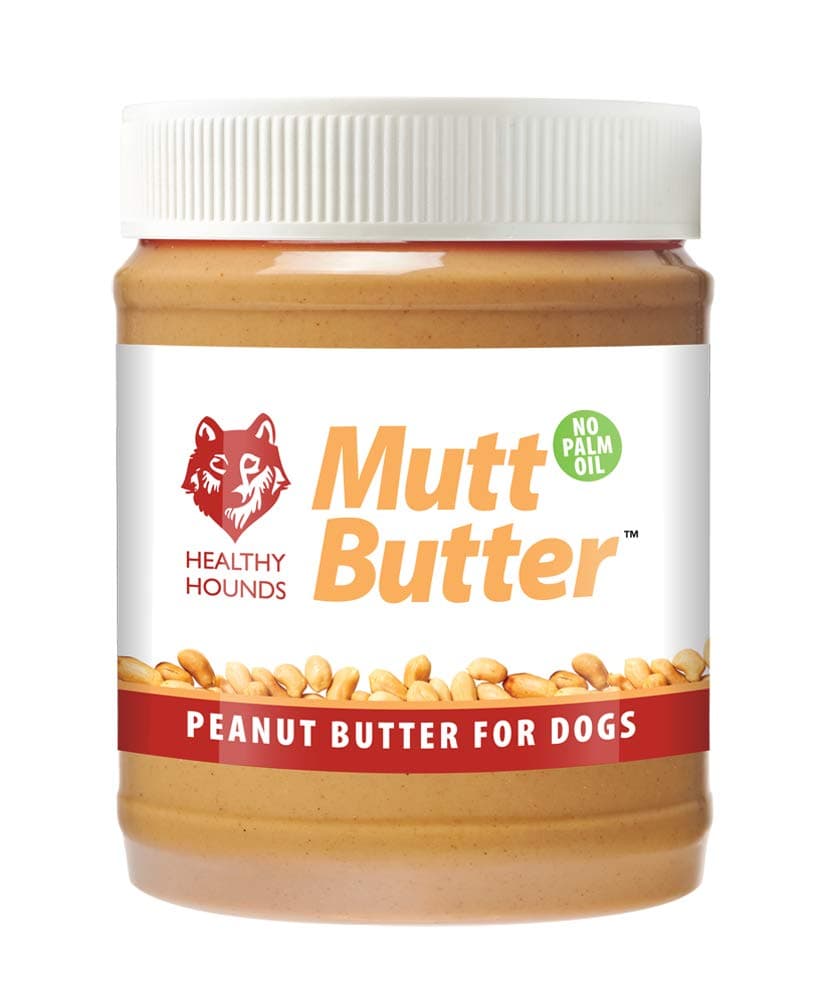 Healthy Hounds Natural Peanut Butter for Dogs - 340g - Palm Oil Free Mutt Butter with Blue Lick Mat for Puppy - Dog Friendly with Vitamin E & B
