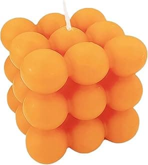 Scented Bubble Cube Candles, Cube Soy Wax Candles, Bubble Candles, Aesthetic Home Decor Candles, for Home Use and Gifting (Orange)