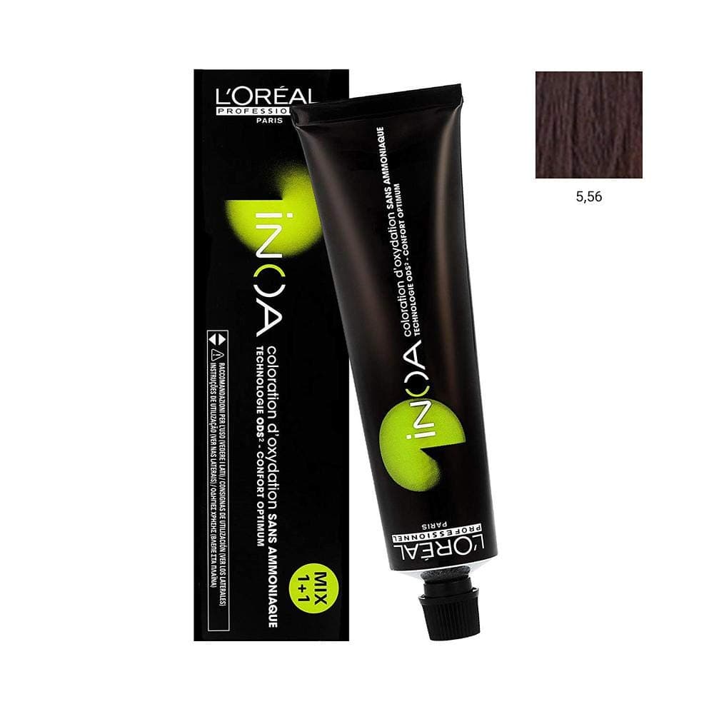 LOreal Inoa Hair Color 5,56 (European Package For 5.56/5RvR) ODS2 No Ammonia 2 Ounce