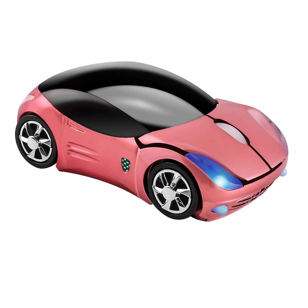 elec Space Usbkingdom 3D Sports Car Shape 2.4GHz Wireless Mouse Optical Gaming Mouse with USB Receiver for PC Laptop Computer (Pink)