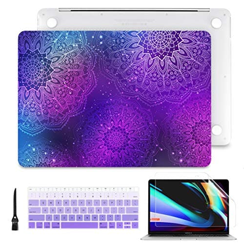 Batianda Case for Previous MacBook Pro 16 inch 2019 Release Model A2141, Hard Shell Case for Old MacBook Pro 16-inch Retina Display with Touch Bar Purple Mandala