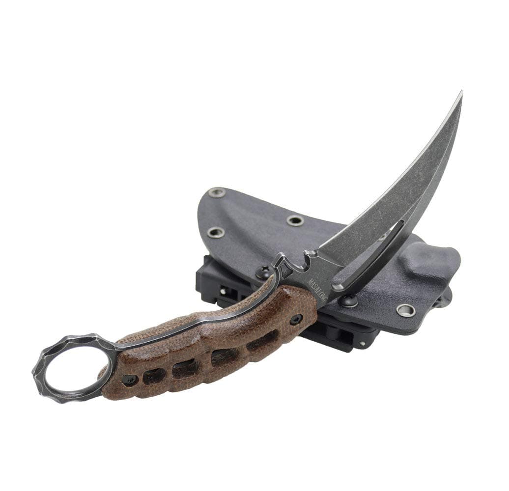 MASALONG Saucerman KNI185 Claw Knife Hollow Handle with kydex Sheath (Black)