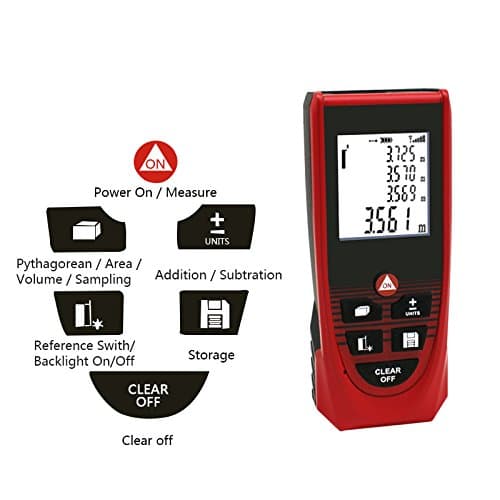 Rebzar Digital Precise Laser Tape Measurer for Construction Calculation of Length/Area/Volume (0.02-100 m, Red)