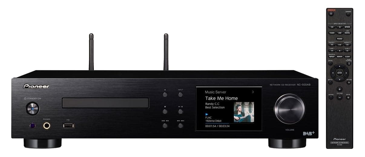Pioneer NC-50DAB(B) All-in-One Hifi System (CD, DAB+, Amplifier, D/A Converter), Wifi, Bluetooth, USB, Streaming, Music Apps (Spotify, Deezer, etc.), Internet Radio, 50W/Channel, Multiroom, Black