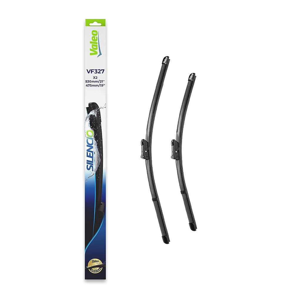 VALEO Silencio Wiper - VF327 - Kit of High Performance, Superior Road Visibility, Easy Installation Original Flat Blades 530mm/475mm - Front - Set of 2 Wiper Blades - 574383