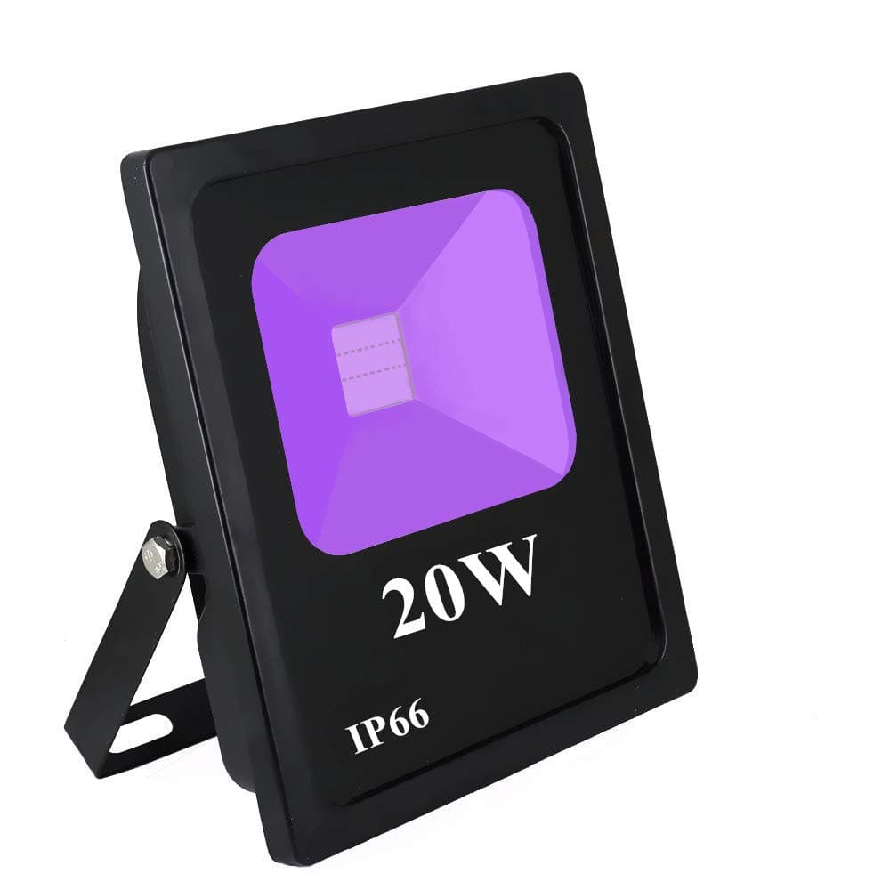RONSHE 20W UV LED Black Light Flood Light with US Plug, Outdoor IP66 Waterproof, for Blacklight Party Supplies, Stage Lighting, Aquarium, Body Paint, Fluorescent Poster, Neon Glow, Glow in The Dark