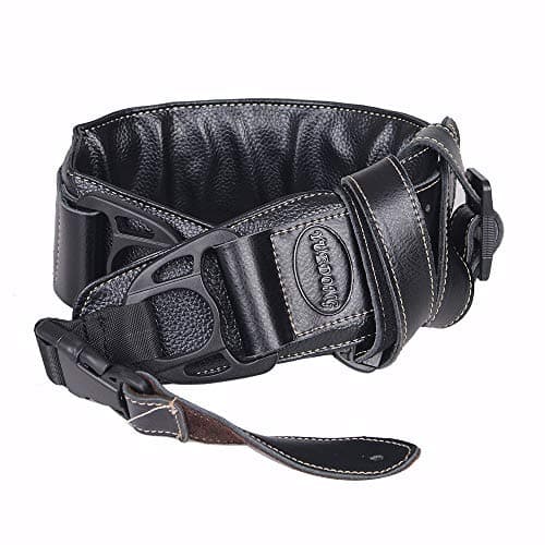 Leather Guitar Strap&Bass Strap Double Padded 2.75Inch Wide Incredible Soft (Black)