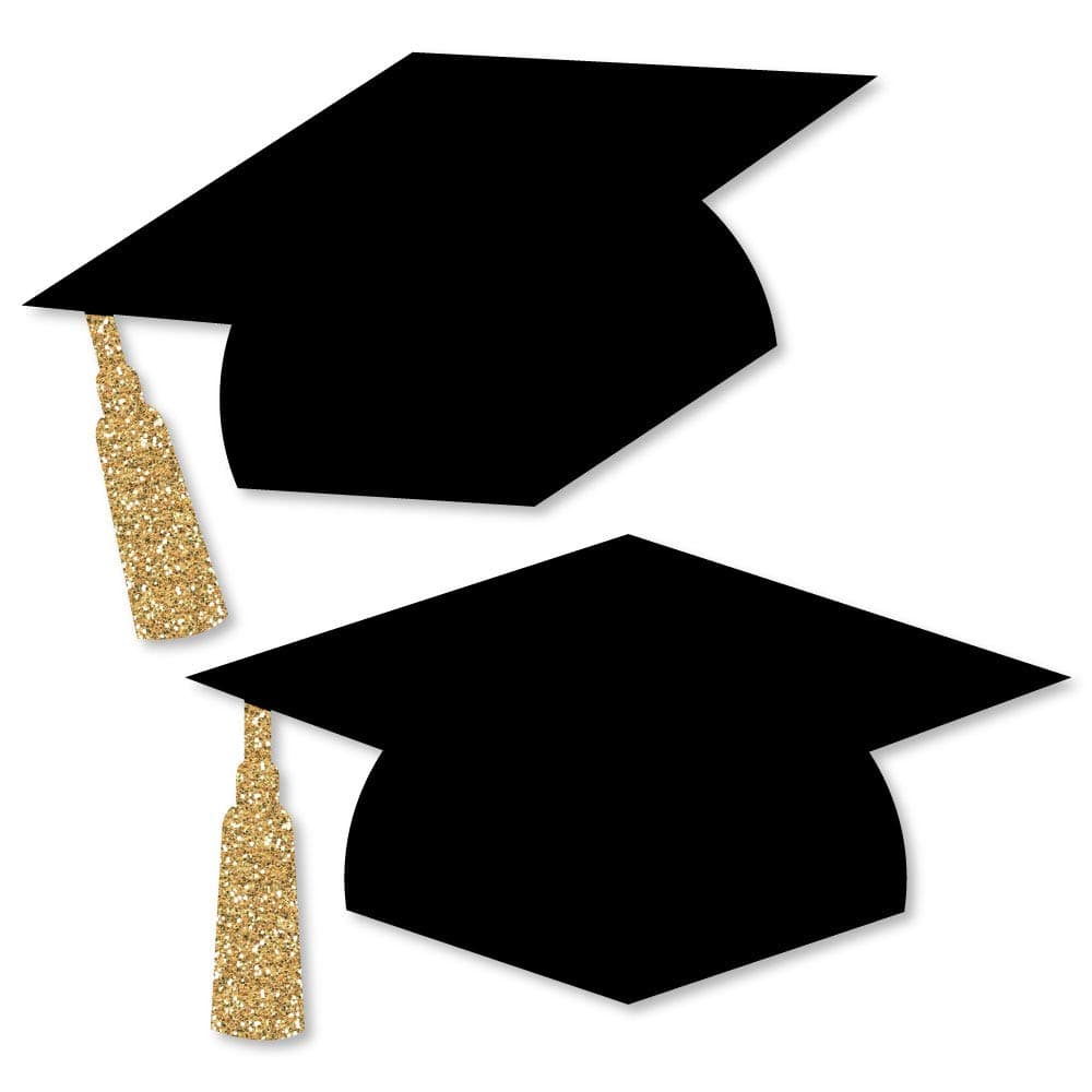 Gold Graduation Decorations - Cap Essentials, Elegant Golden Accents, Double-Sided Cutouts, DIY Large Party Essentials - 20 Ct