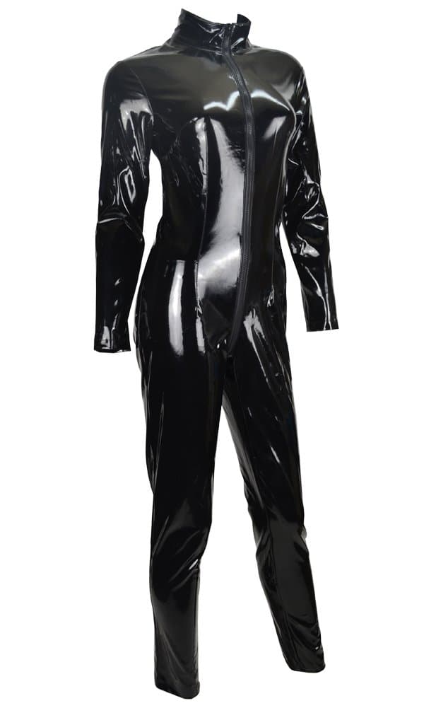 Very Sexy Black Vinyl Catsuit with Long Sleeves