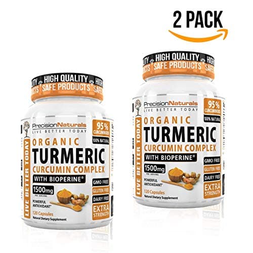 2 Pack Turmeric Capsules Bioperine (Black Pepper Extract) Maximum Absorption 1000mg/serving Advanced Pain Relief and Joint Support 95% Standardized Curcuminoids Made with Organic Turmeric