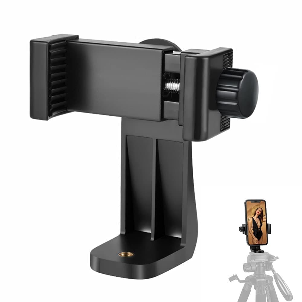 Phone Tripod Mount Adapter/Universal Tripod Cell Phone Holder, Fits Any Smartphone, 1/4" Standard Screw, Rotating Vertical and Horizontal, Compatible with iPhone, Samsung, Selfie Stick, Monopod