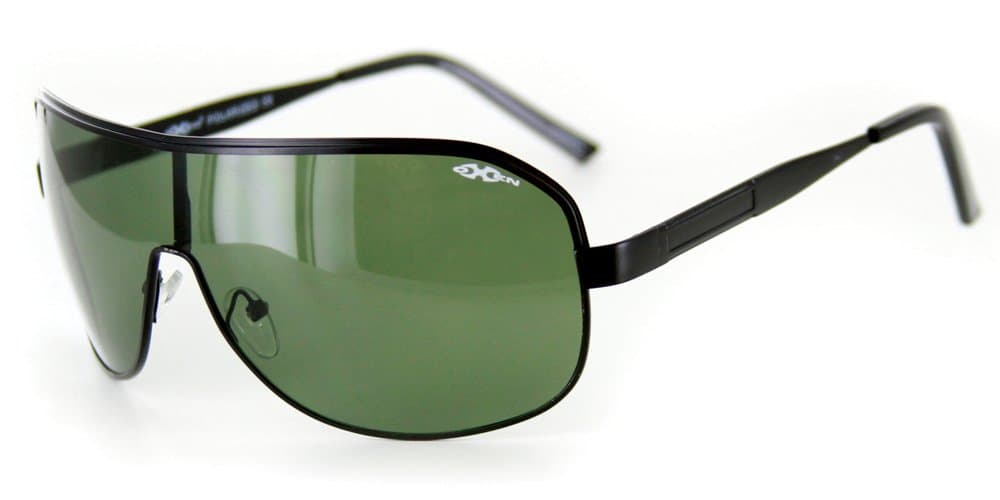 "Oxen 91041" Polarized Fashion Sunglasses (Black w/Green Lens)