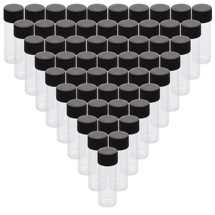 100 Pcs 4ml Clear Small Glass Vials with Screw Caps, Small Glass Sample Bottle, Leak-Proof Glass Sample Vial for Essential Oil, Liquid Sample