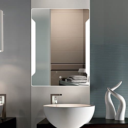 LED Bathroom Vanity Mirror,Three Color LED Bathroom Mirror Bathroom Horizontal/Vertical Wall Mounted Vanity Makeup Mirror Dimmable Touch Button IP44 Waterproof Illuminated Bathroom Mirror,32"x24"