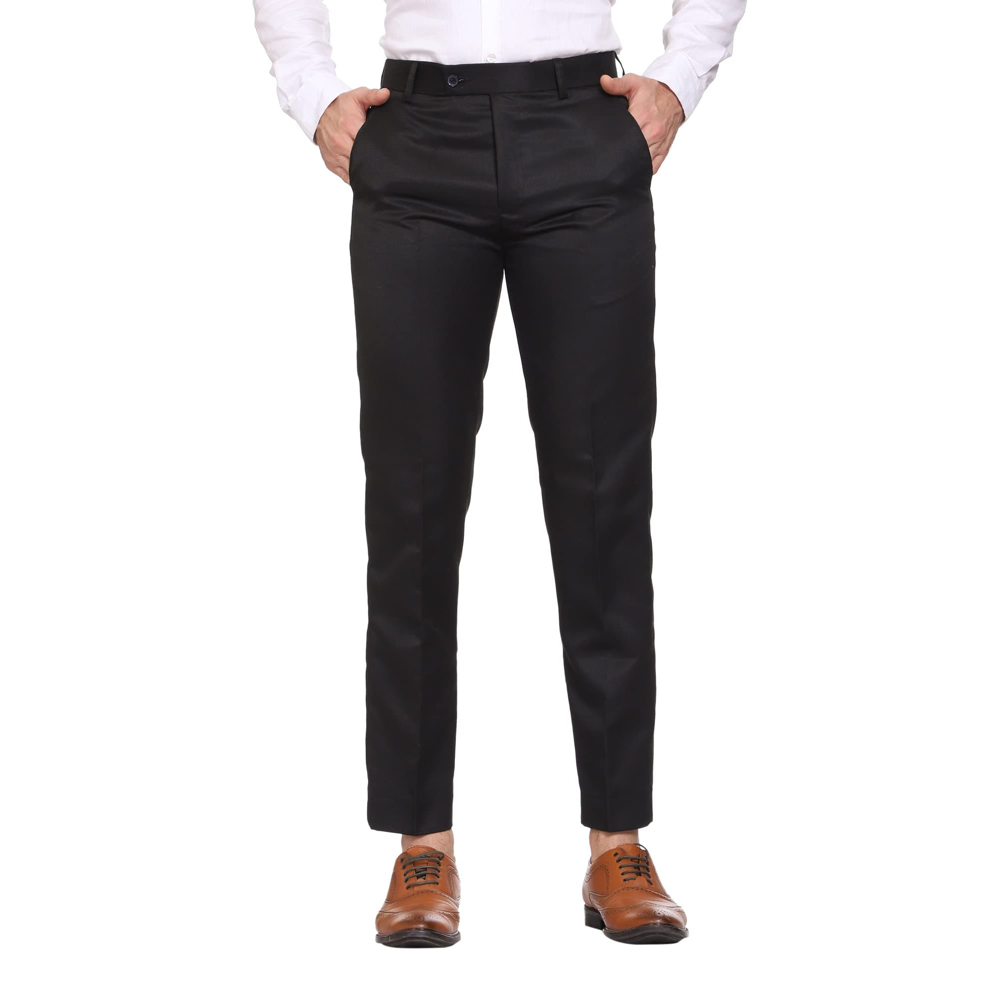 Slim Fit Men Cotton Blend Formal Trouser