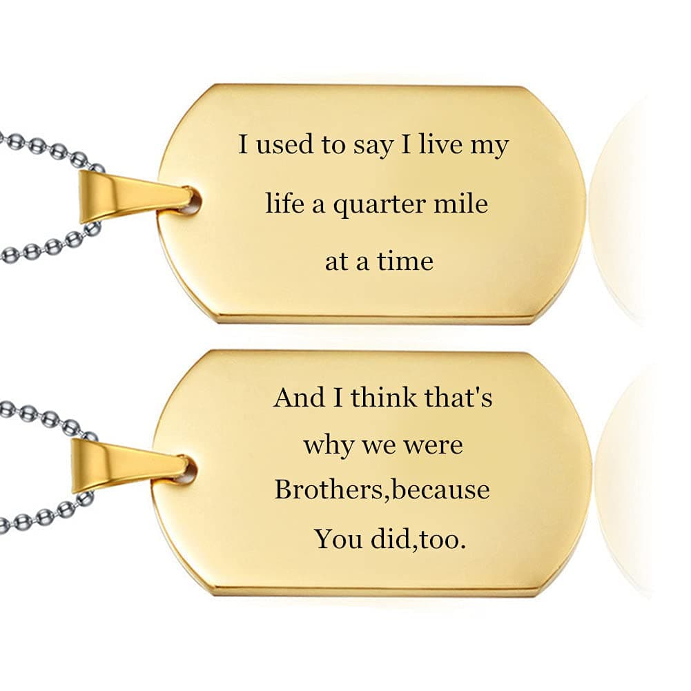 Personalized Inspirational Necklace for Men,2Pcs Stainless Steel Custom I Used to Say I Lived My Life A Quarter Mile at A Time Engraved Dog Tag Sentiment Motivational Necklace for Bothers