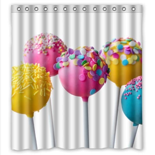Custom Colorful Chocolate Lollipop Waterproof Bathroom Shower Curtain- Polyester Fabric, 66(w)x72(h)