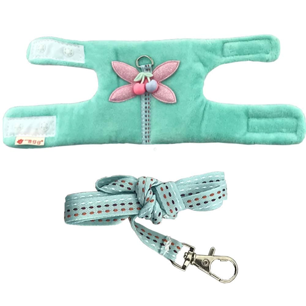 ANIAC Guinea Pig Harness and Leash Set Soft Fleece Small Animals Working Harness Comfort Hamster Vest Small Pet Warm Clothes for Rats Ferret Gerbil Sugar Glider Chinchilla(Small, Green)