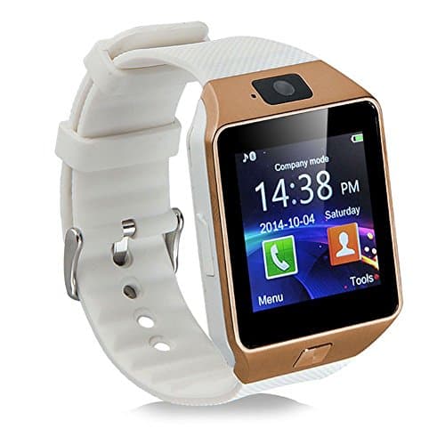DZ09 Bluetooth Smart Watch Phone - 321OU Smartwatch with Camera Pedometer Support SIM Card TF Card for iPhone IOS Samsung LG Android Smartphones (White Gold)