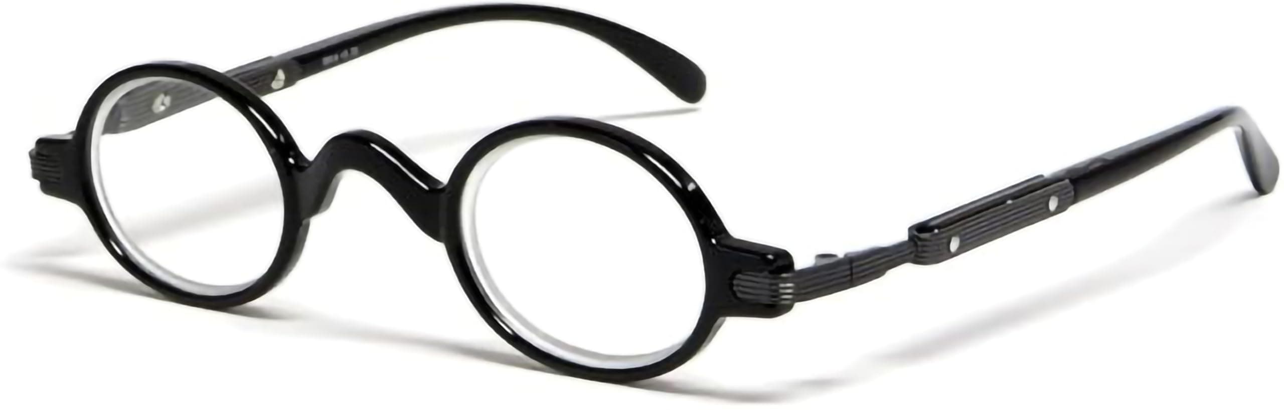 Calabria R314 Unisex Vintage Professor Oval Reading Glasses Incredibly Lightweight and Comfortable in Black +2.50