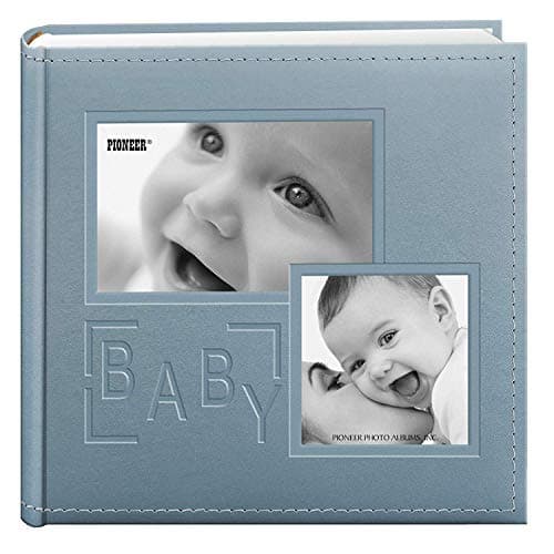 200-Pocket Embossed Baby Leatherette Frame Cover Album for 4 by 6-Inch Prints, Blue
