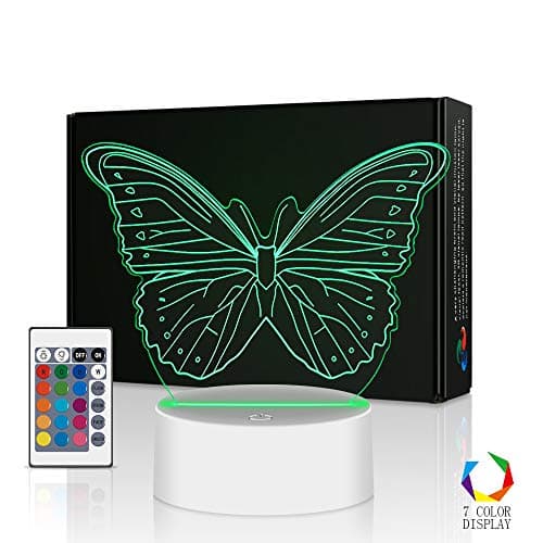 3D Night Lamp Butterfly 3D Optical Illusion Lamp LED Desk Nightlight Lamp Gift for Home Living Room Bedroom Office Party Decorations Birthday Halloween Christmas Gift for Kids