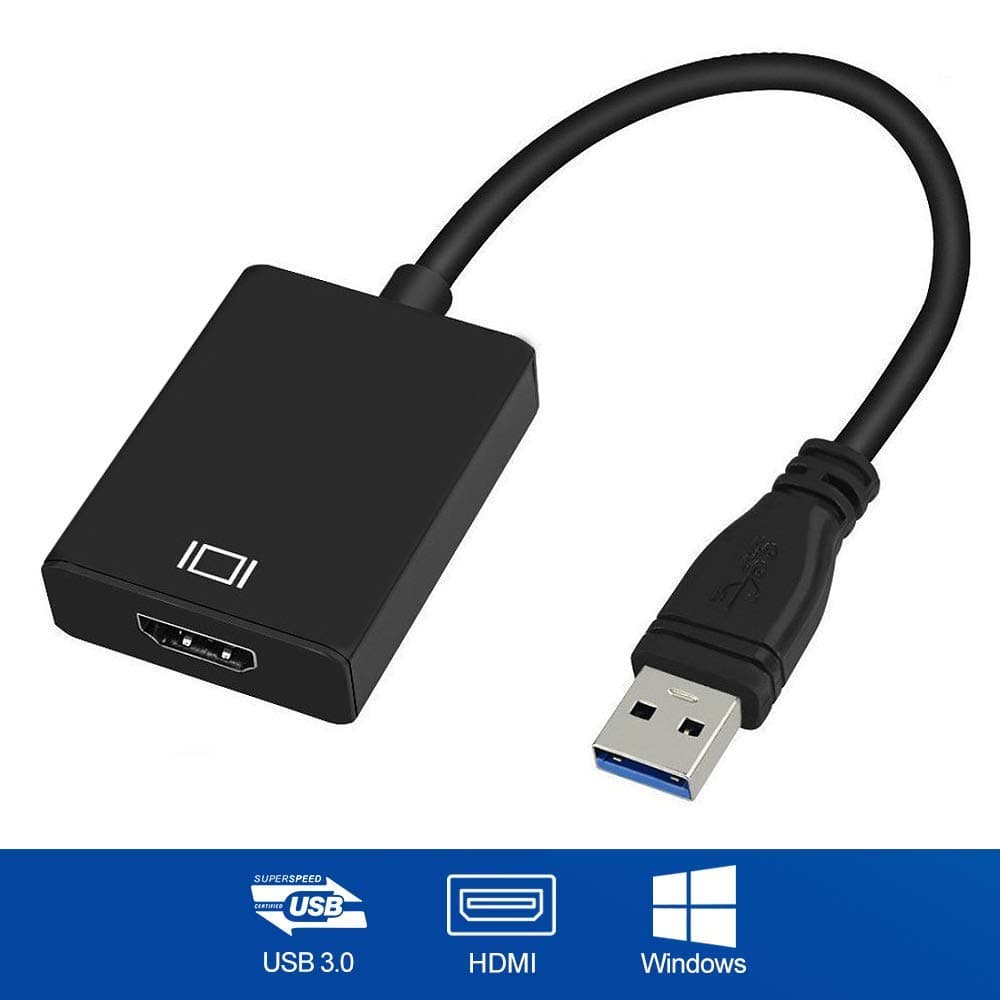 USB 3.0 to HDMI Adapter, HD 1080p Video Graphic Cable Black Adapter Converter for HDTV TV Audio Video Adapter. Compatible with Windows 7/8/10 PC (No Mac Support)