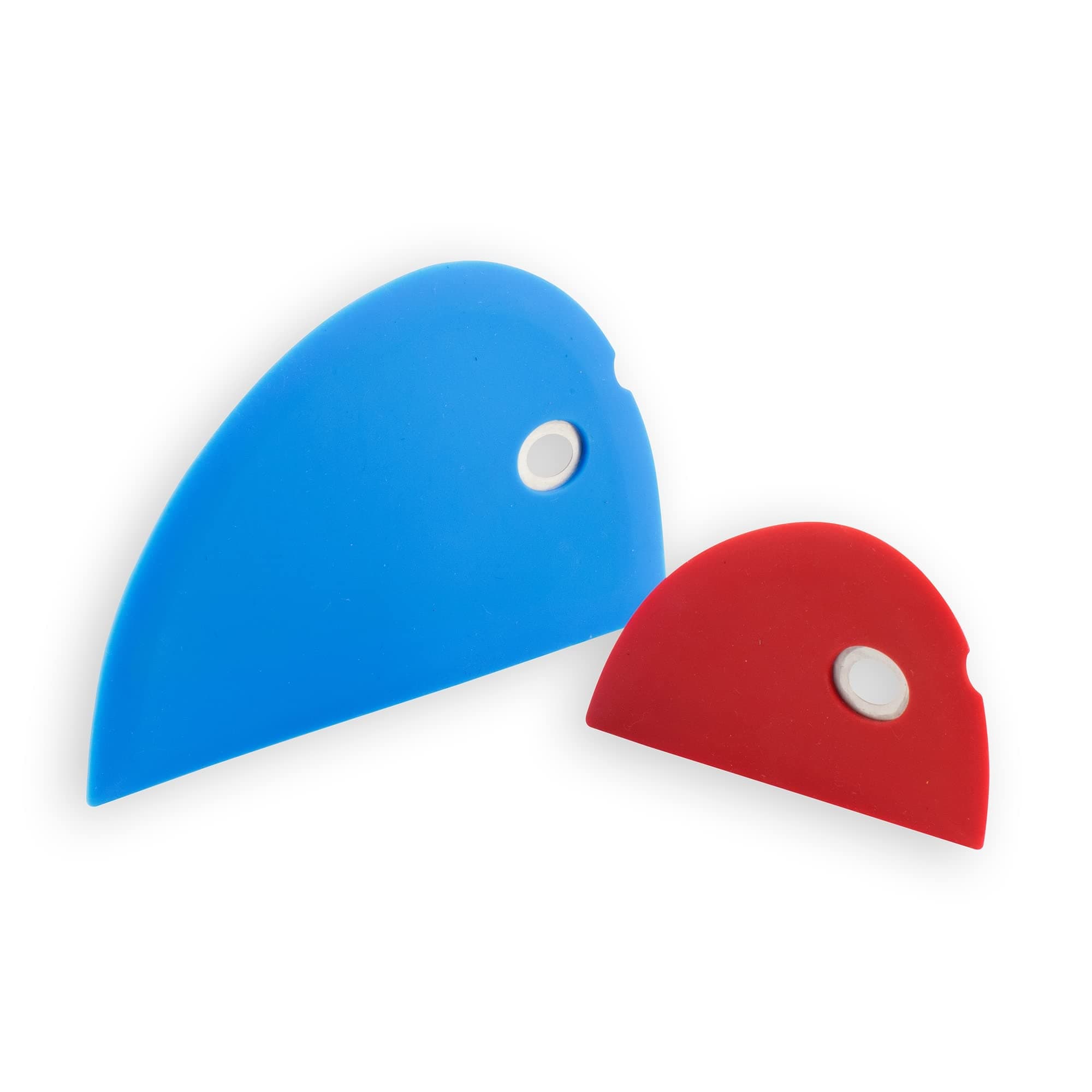Silicone Bowl Scraper Set - Large Blue & Small Red Scrapers - Frosts, Portions, Lifts & Transfers - Easy to Clean & Flexible Precision Edge