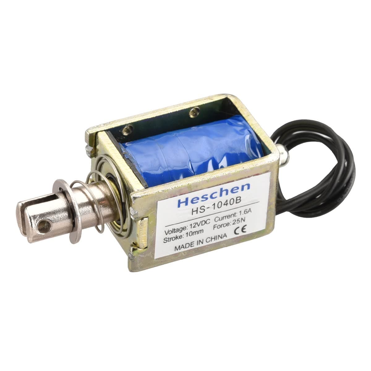 Solenoid Electromagnet, HS-1040B, DC12V 1.6A 25N, 10mm Stroke, Push Pull Type Open Frame Door Lock
