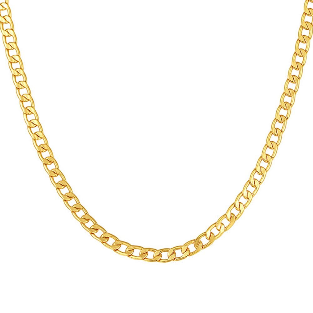 18K Gold Plated 5MM-9MM Wide Curb Cuban/Figaro/Snake Chain Link Necklace for Pendant Men Women Hip Hop Hiphop Men's Fashion Jewelry Gifts with 18K Stamp, 18Inches-32Inches