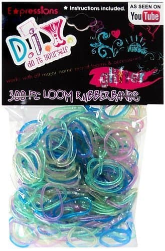 Expressions Girl / D.I.Y. 300-piece Glitter Latex-free Rubber Band Bracelet Loom Refill Pack