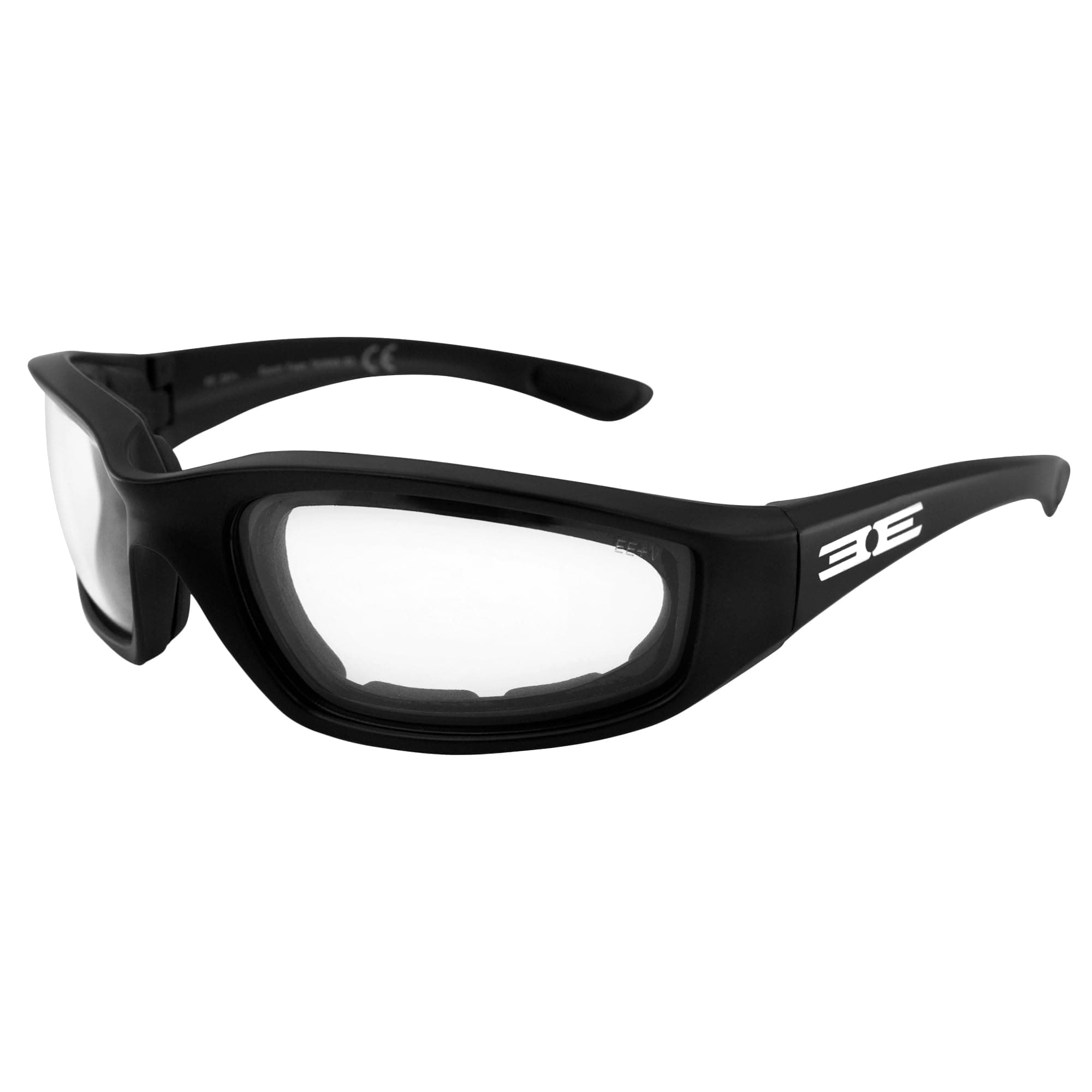 Foam Padded Riding Sunglasses Black with Clear to Super Dark Smoke Lenses
