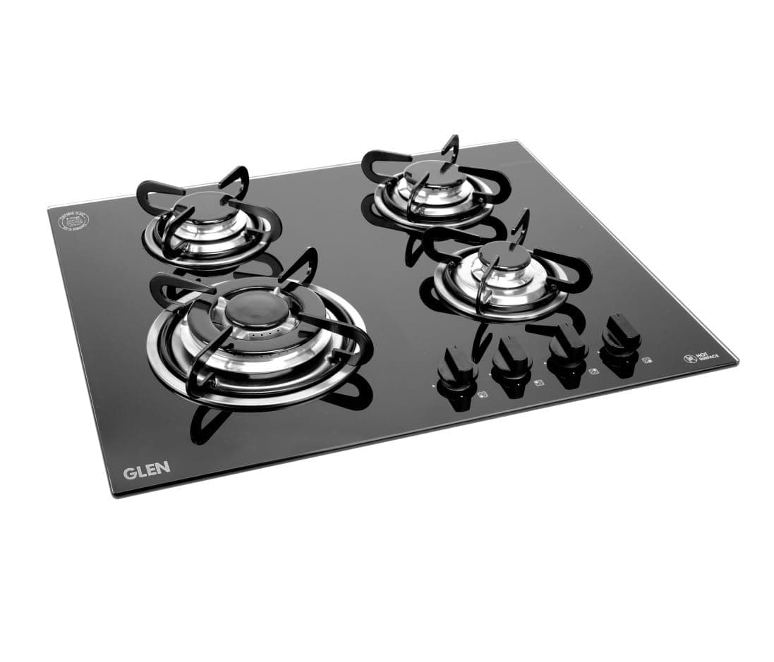 Glen 4 Burner Hob Top 4 Burner Gas Stove | Built-In Hob Auto Ignition with 1 Triple Ring Burner | European Sealed Burners | Toughened Glass Top LPG Compatible hob gas stove 4 burner (BH1065TRG)