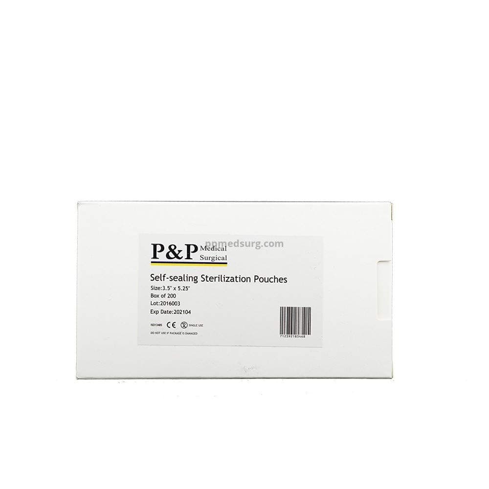 Sterilization Pouches 3.5”x5.25” Self-Sealing Autoclave Bags with Indicators for Professional Surgical Instrument Cleaning by P&P MEDICAL SURGICAL Box of 200