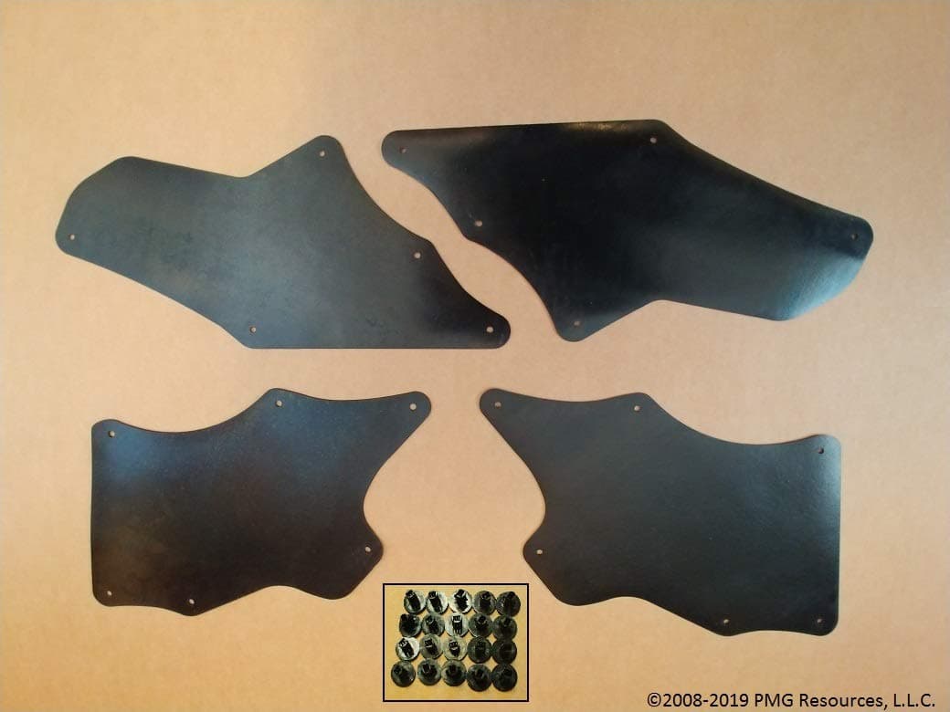 Set of Four Splash Shields with Clips for Toyota Tacoma 2005-2015 2.7L L4 (Fender Liners, Aprons, Shields, Splash Guards, Skirts, Guards, Seals, Splash Seals) E