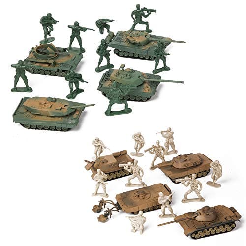PROLOSO Military Army Playset 8 Take Apart Battle Tank Models and 20 Tiny Toy Soldiers