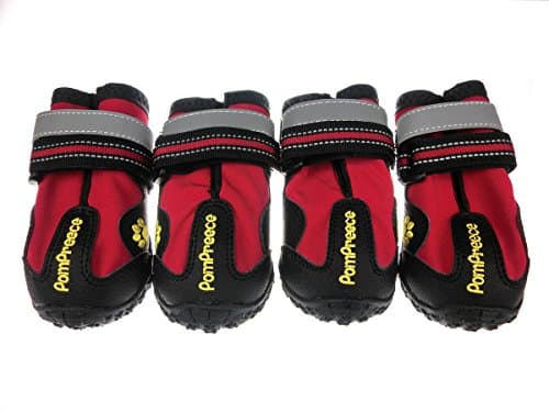 Xanday Dog Boots Waterproof Dog Shoes Paw Protectors with Reflective Straps and Wear-Resisting Soles 4Pcs