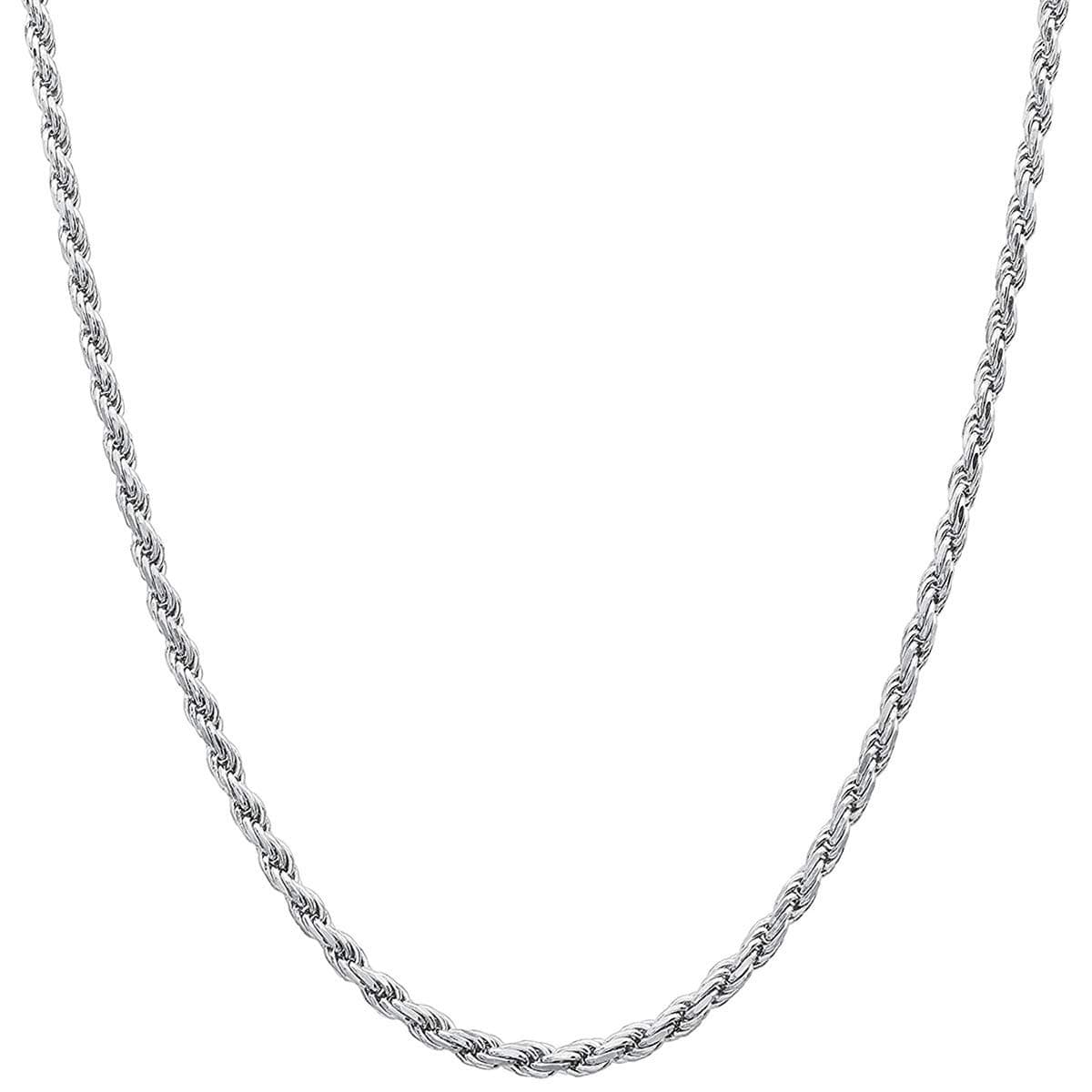 Rope chain Italian diamond cut Rope Chain 2mm For Women & Men 16-36 Inches New Solid Italy Necklace - Lobster Claw Clasp 30 Inches