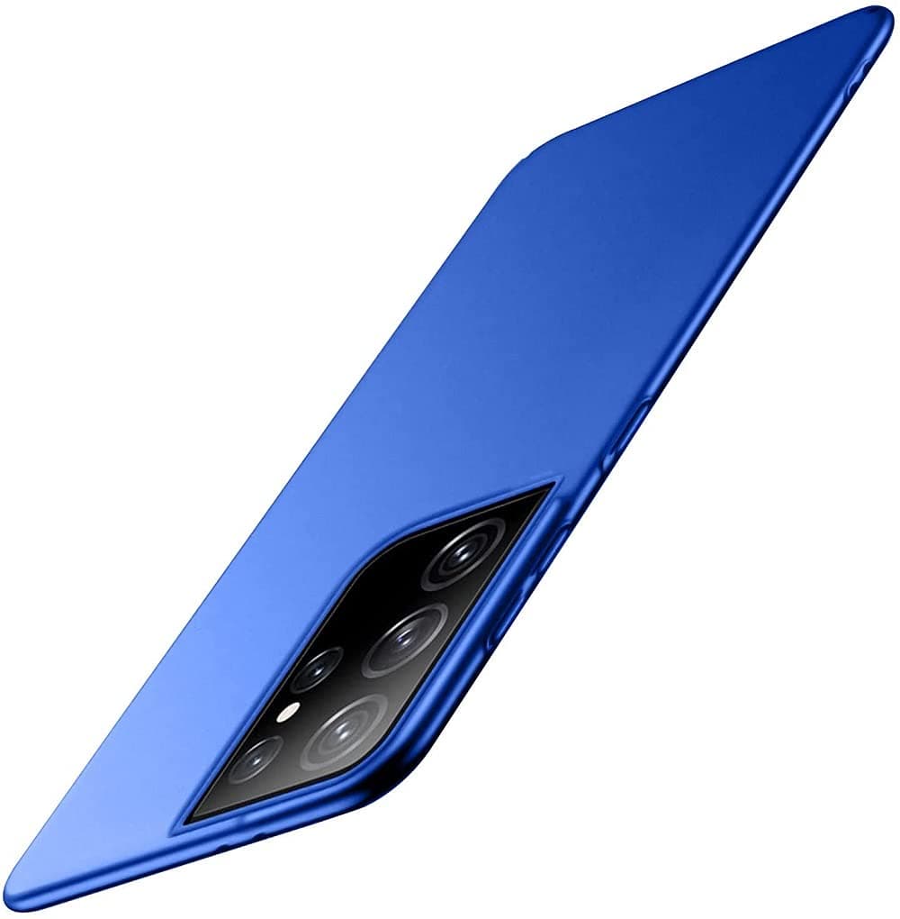 YoYoTech Slim Fit Matte Finish Protective Case Cover designed for Samsung Galaxy S21 Ultra Silky Soft Touch Hard Bumper [Ultra] with shockproof (Blue)