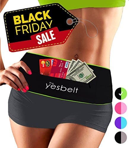 #1 Reversible Running Belt and Waist Pack w Zipper - Better Than Cell Phone Sports Armband - iPhone 6 Plus - Best Travel Money Belt - Stylish Fitness Zip 'n Flip Band for Workout - Lime XS