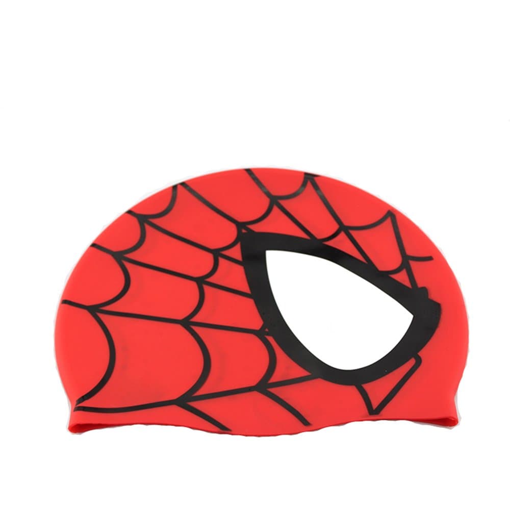 Swimming Cap, Waterproof Silicone Unisex Swimming Hat Spider Pattern Long Hair Hat for Kids Children,Boys and Girls for Water Sports (Red)