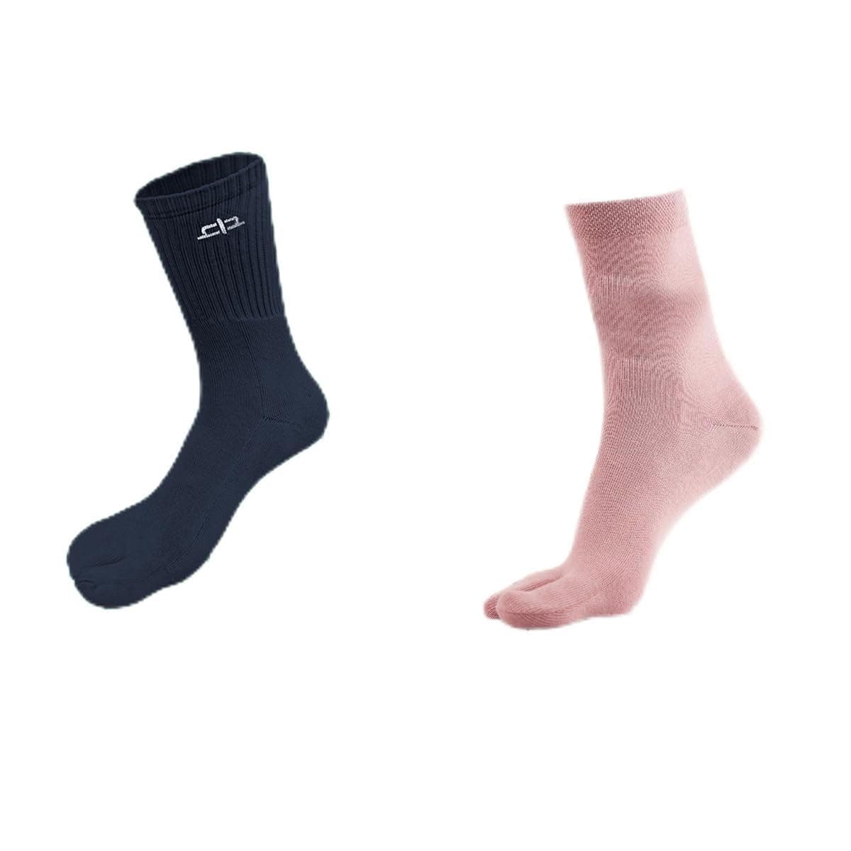 Bamboo Toe Socks For Women, Calf Length | Thumb Socks With Toe Split | 3X Softer Than Cotton | Breathable | Size (UK 3-7), Multi