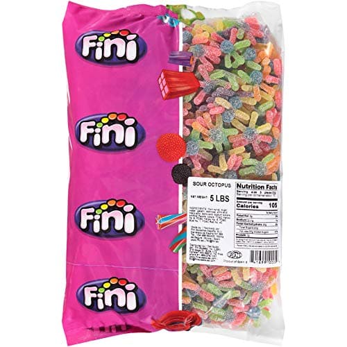 Fini Sour Octopus, Sour & Chewy Gummy Candy, 5 Lb, 80oz Bulk Bag