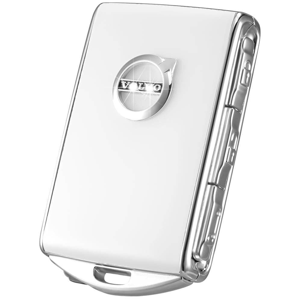 Car Key Fob Cover for Volvo XC90, XC60, XC40, S60, S90, V90, Zinc Alloy Matte Full Protective Case (White)