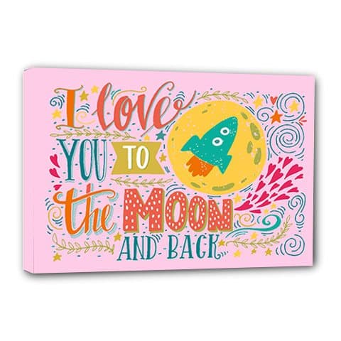 FRAMED CANVAS - I love you to the moon and back PRINT (16"x12")