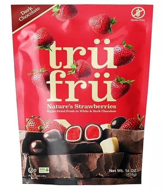 Tru Fru Nature's Strawberries, White and Dark Chocolate Covered, Hyper-Dried, 160z