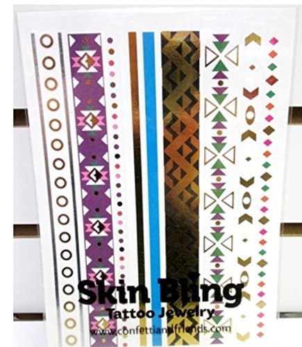 Colored/Black and Gold Metallic Temporary Bling Metallic Tattoos, Like Flash Tats-Style #34