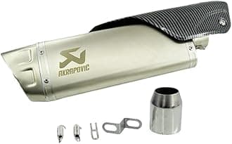 Vagary Kalasnikavo Akrapovic Exhaust High Bass Exhaust Silencer for BMW, KTM, Kawasaki, Suzuki, Bajaj, Yamaha R15, Ninja, CBR, GS, Apache, Duke 390, FZ, Gixxer (Silver)