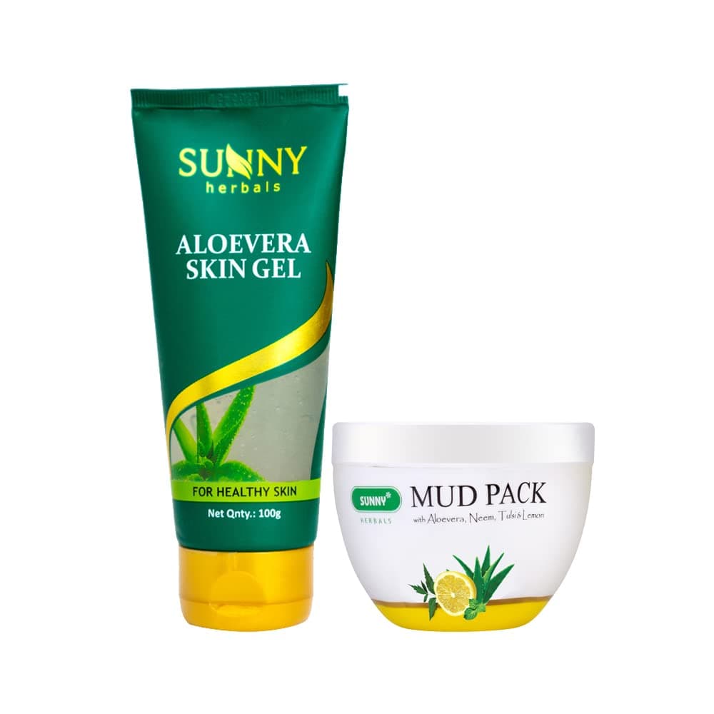 Sunny Aloevera Skin Moisturizing Gel(100gm) & Mud Pack(150 gm) | For Radiant, Glowing Look Skin | Fights Flaky or Patchy Skin | Increases O2 Availability To Skin | Reduces Aging Lines, Dark Patches