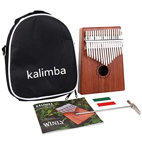 IAMGlobal Kalimba Thumb Piano 17 Keys with Mahogany Wooden with Bag, Hammer and Music Book, Perfect for Music Lover, Beginners, Children